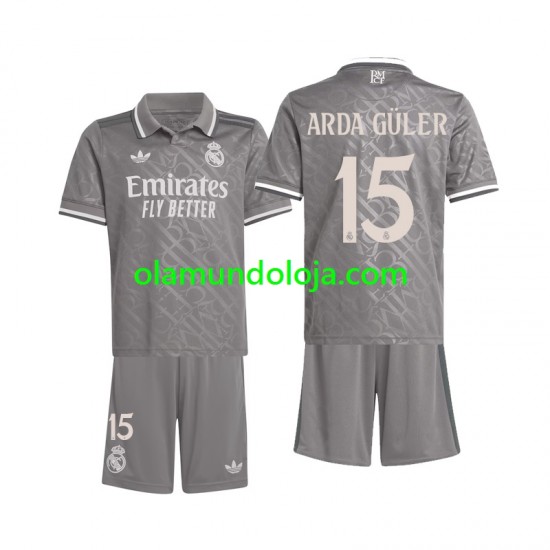 Camisola Real Madrid Arda Guler 15 Criança Equipamento Terceiro 2024-2025 Manga Curta